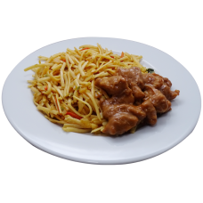 Kipsaté in satésaus Bami goreng